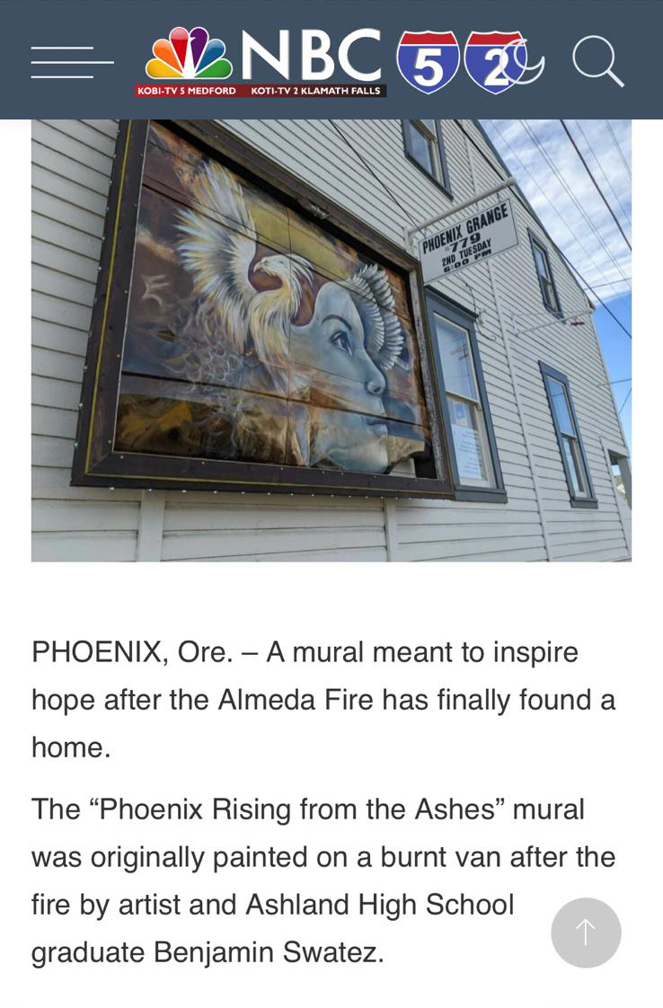 Almeda Fire-Inspired Art at the Phoenix Grange, KOBI-TV NBC5 / KOTI-TV NBC2