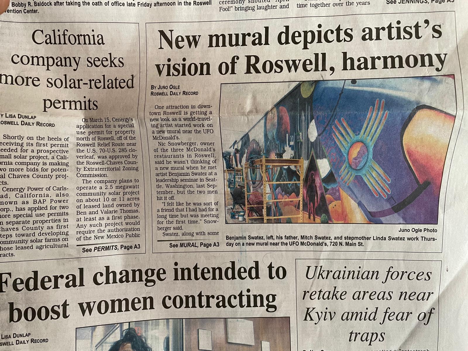 New Mural Depicts Artist’s Vision of Roswell, Harmony, Roswell Daily Record
